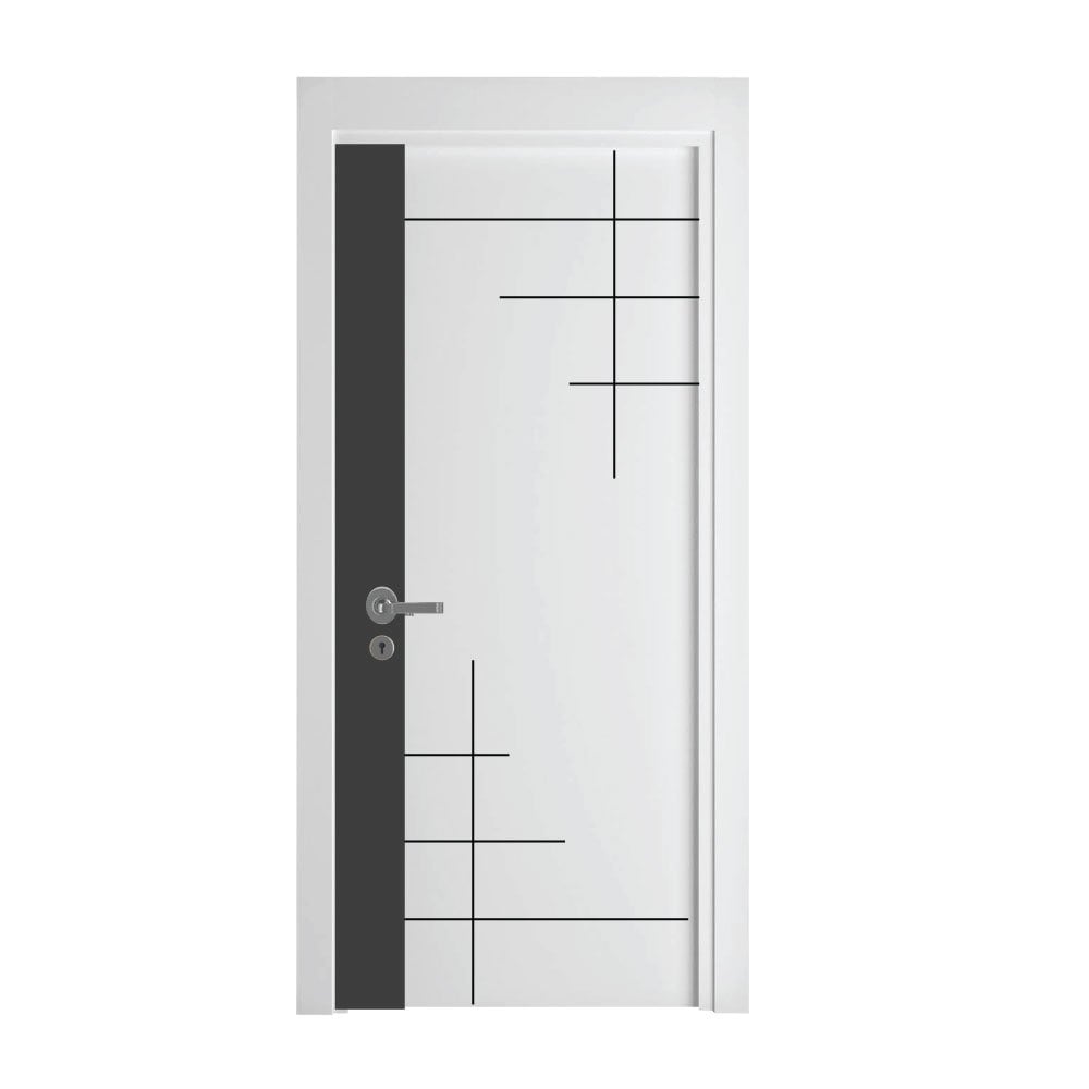 Melamin Kaplı Kare siyah fugalı wc oda kapısı antrasit beyaz kasa